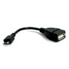 USB kabel (2.0), microUSB (M) - USB A F, 0.15m, OTG, czarny, EOL