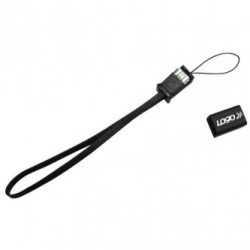 Logo USB kabel (2.0), USB A M - microUSB (M), 0.3m, czarny, smycz na nadgarstek, EOL