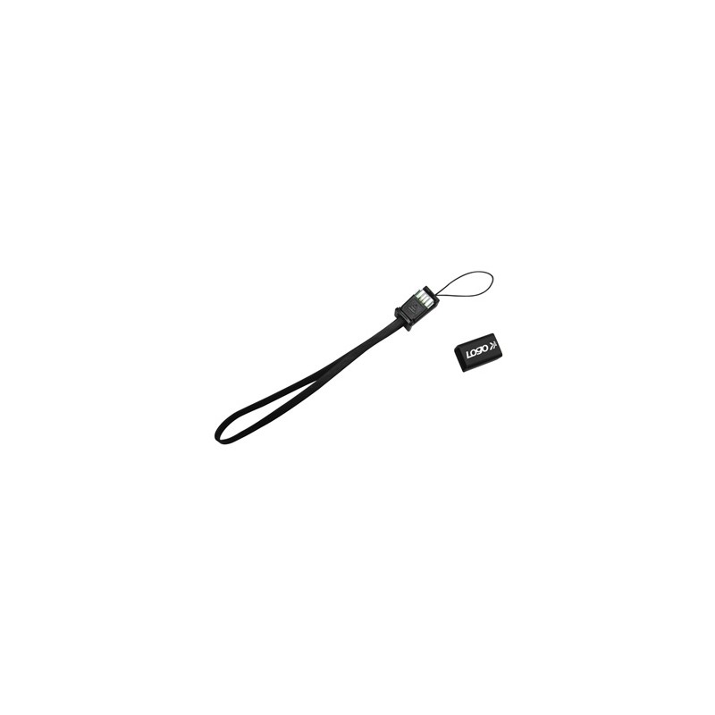 Logo USB kabel (2.0), USB A M - microUSB (M), 0.3m, czarny, blister, smycz na nadgarstek, EOL