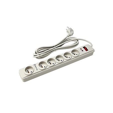 Powerton ENERGY PLUGIX, 3m, 6 gniazdek, biała, LED indikace, EOL