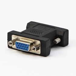 Video redukcja, DVI (24+5) M - VGA (D-sub) (F), czarna, Logo blister, EOL