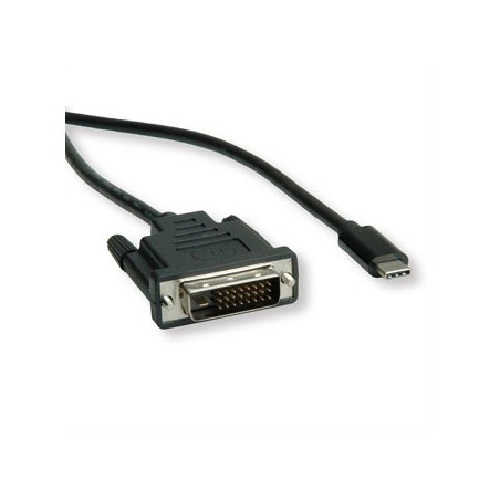 USB/Video kabel, DP Alt Mode, USB C (M) - DVI (24+1) M, 1 m, okrągły, czarny, plastic bag, EOL