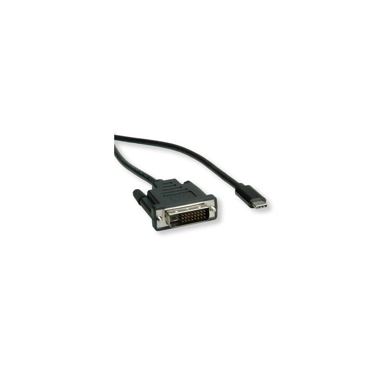 USB/Video kabel, DP Alt Mode, USB C (M) - DVI (24+1) M, 2 m, okrągły, czarny, plastic bag, EOL