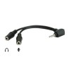 Audio redukcja, Jack (3.5mm) M 4-polowy - 2x Jack (3.5mm) F, 90°, 0.2 m, stereo, czarna, EOL