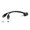 Audio redukcja, Jack (3.5mm) M 4-polowy - 2x Jack (3.5mm) F, 90°, 0.2 m, stereo, czarna, Logo blister, EOL