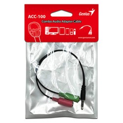 Audio rozgałęziacz, ACC-100, Jack (3,5mm) M - 2x Jack (3.5mm) F, 0.2 m, stereo, czarna, Genius