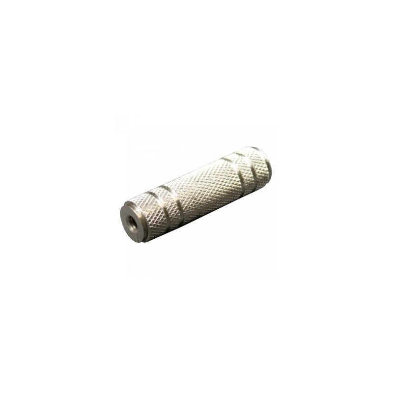 Audio złączka, Jack (3,5mm) F - Jack (3,5mm) F, stereo, srebrna, Logo