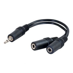 Audio rozgałęziacz, Jack (3,5mm) M - 2x Jack (3.5mm) F, 0.2 m, stereo, czarna, przewodowa