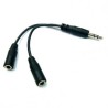 Audio rozgałęziacz, Jack (3,5mm) M - 2x Jack (3.5mm) F, 0.2 m, stereo, czarna, Logo przewodowa, EOL