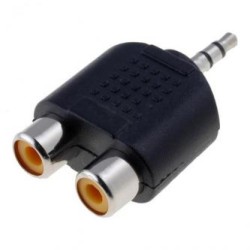 Audio redukcja, Jack (3,5mm) M - 2x CINCH F, stereo, czarna, Logo