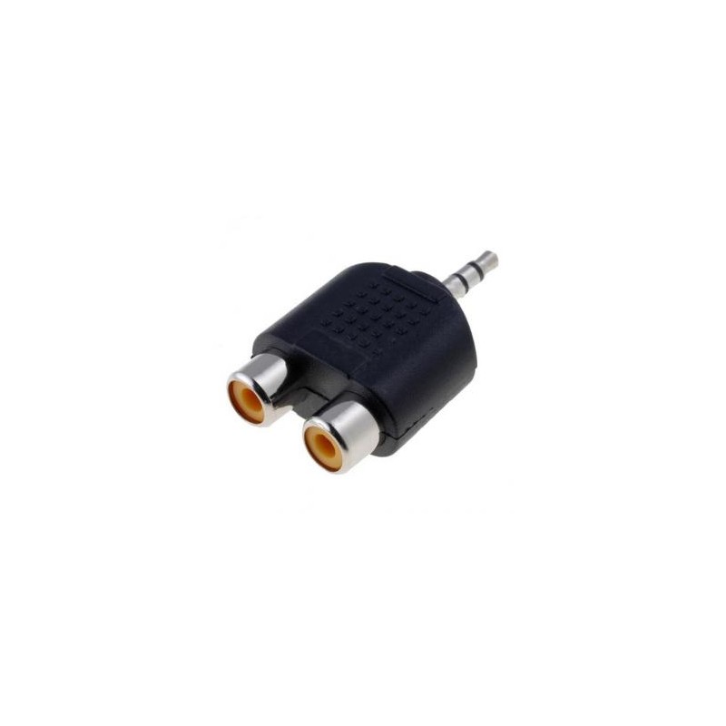 Audio redukcja, Jack (3,5mm) M - 2x CINCH F, stereo, czarna, Logo