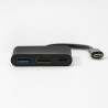 USB/Video Adapter  + HUB, DP Alt Mode, USB C (M) - HDMI F + USB C F (PD) + USB A F, czarny, All New box 4K2K@30Hz, USB Power Del