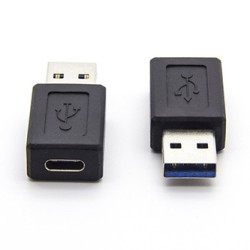 USB redukcja, (3.0), USB A M - USB C (F), czarna, plastic bag tworzywo, 5 Gbps, EOL