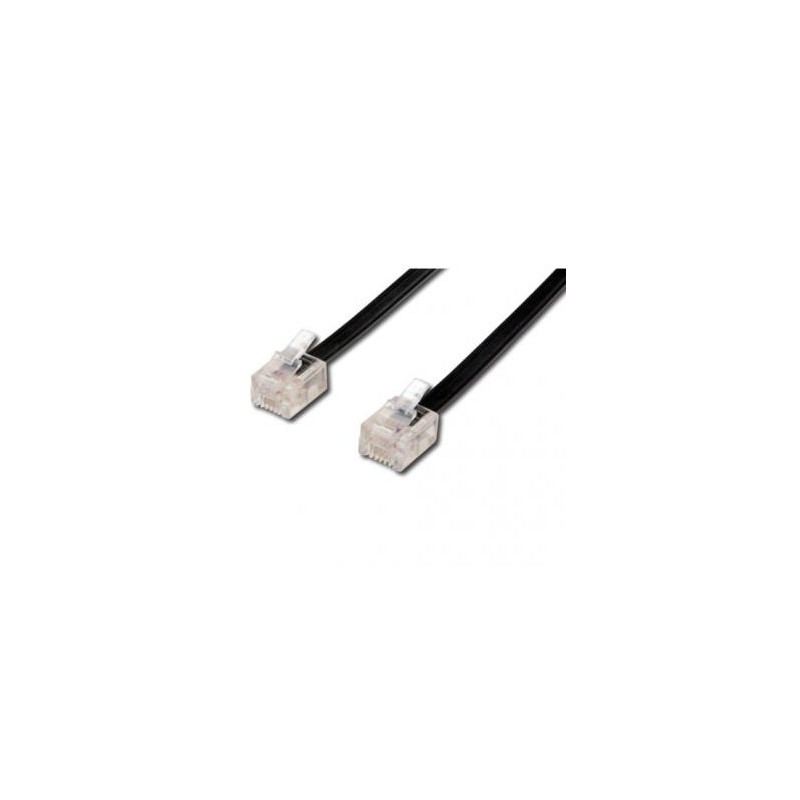 Kabel telefoniczny 4-żyłowy, RJ11 M - RJ11 M, 10 m, czarny, do ADSL modem economy, EOL