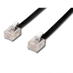 Kabel telefoniczny 4-żyłowy, RJ11 M - RJ11 M, 15 m, czarny, do ADSL modem economy, EOL