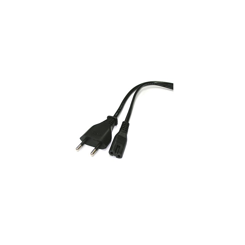 Kabel sieciowy 230V zasilacz, CEE7/16 (euro radiowy) - C7, 2m, VDE approved, czarny, 2-pinowe złącze