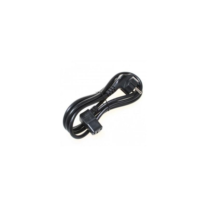Kabel sieciowy 230V zasilacz, CEE7 (widelec) - C13, 2m, VDE approved, czarny, Logo, łamany