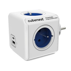 Cubenest - PowerCube, 0.1m, Original USB PD 20W, A+C, niebieska, POWERCUBE, 4 gniazda, USB A+C, Power Delivery 20W