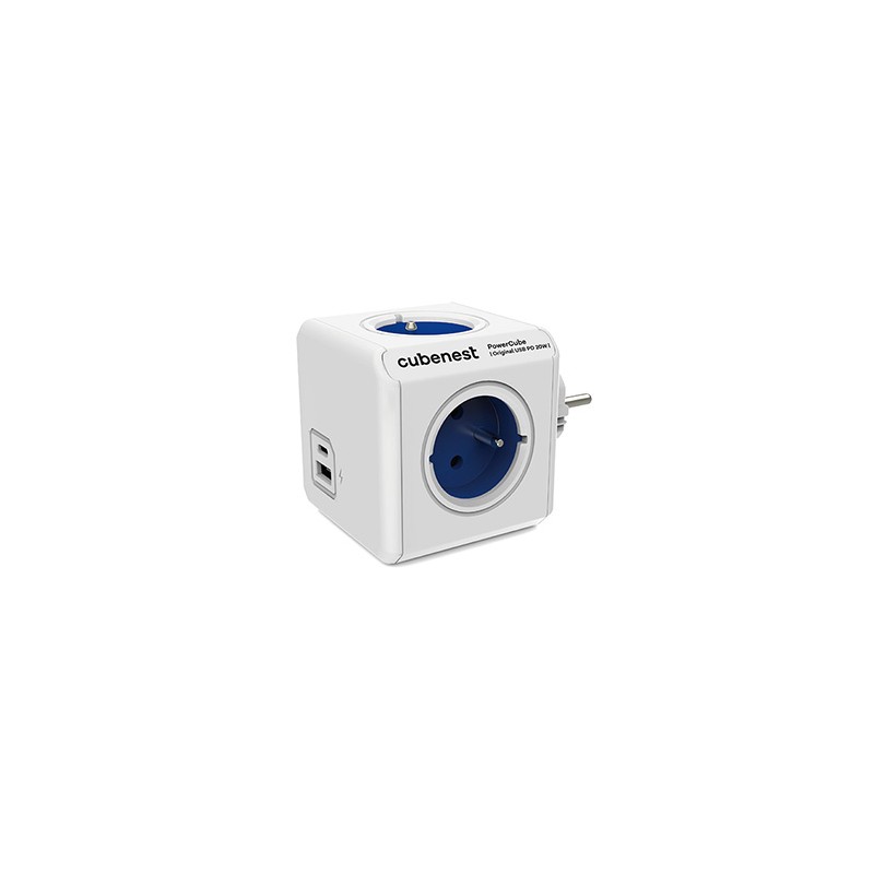 Cubenest - PowerCube, 0.1m, Original USB PD 20W, A+C, niebieska, POWERCUBE, 4 gniazda, USB A+C, Power Delivery 20W