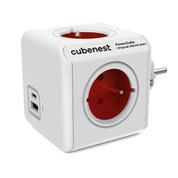 Cubenest - PowerCube, 0.1m, Original USB PD 20W, A+C, czerwona, POWERCUBE, 4 gniazda, USB A+C, Power Delivery 20W
