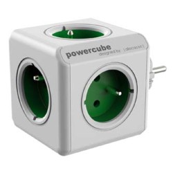 Listwa zasilająca 240V, CEE7 (widelec) - POWERCUBE, 0.1m, ORIGINAL, zielona, POWERCUBE, 5 gniazdek, zabezpieczenie przed dziećmi