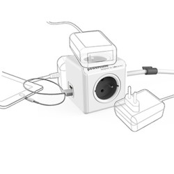 Cubenest - Powercube, 1.5m, Extended USB PD 35W, 2X C, szara, POWERCUBE, 4 gniazda, 2x USB C, Power Delivery 35 W