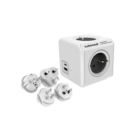 Cubenest - PowerCube, ReWirable USB PD 20W, A+C, szara, POWERCUBE, 4x gniazda USB C+A, Power Delivery 20W