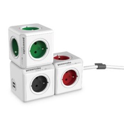 Listwa zasilająca 240V, CEE7 (widelec) - POWERCUBE, 0.1m, ORIGINAL USB, szara, POWERCUBE, 4 gniazdka + 2 porty USB