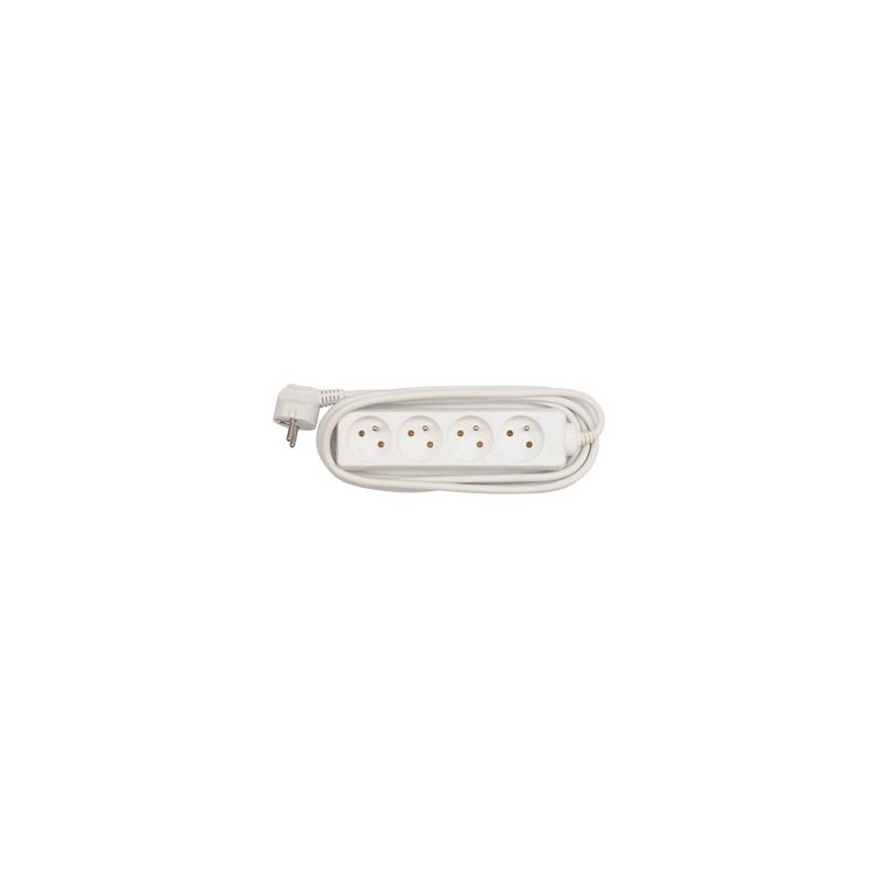 Kabel sieciowy 230V przedłużacz, CEE7 (widelec) - gniazdo 4x, 3m, VDE approved, biały, EOL