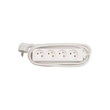 Kabel sieciowy 230V przedłużacz, CEE7 (widelec) - gniazdo 4x, 3m, VDE approved, biały, EOL