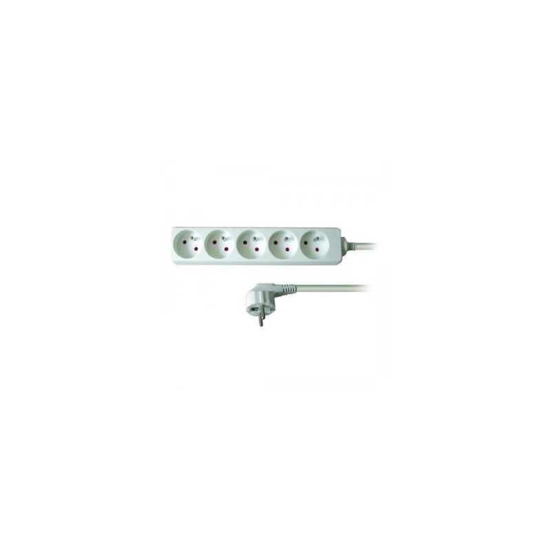 Kabel sieciowy 230V przedłużacz, CEE7 (widelec) - gniazdo 5x, 3m, VDE approved, biały, EOL
