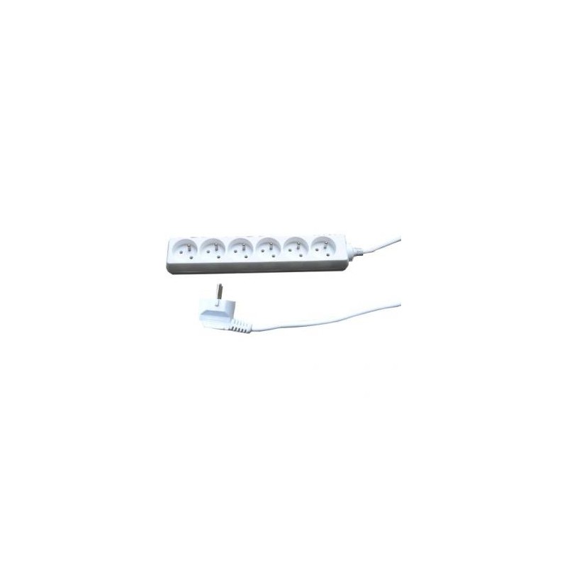Kabel sieciowy 230V przedłużacz, CEE7 (widelec) - gniazdo 6x, 5m, VDE approved, biały