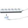 Kabel sieciowy 230V przedłużacz, CEE7 (widelec) - gniazdo 6x, 5m, VDE approved, biały