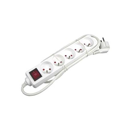 Kabel sieciowy 230V przedłużacz, CEE7 (widelec) - gniazdo 5x, 10m, VDE approved, biała, z wyłącznikiem, EOL