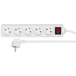 Kabel sieciowy 230V przedłużacz, CEE7 (widelec) - gniazdo 5x, 10m, VDE approved, biała, z wyłącznikiem, EOL