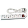 Kabel sieciowy 230V przedłużacz, CEE7 (widelec) - gniazdo 5x, 10m, VDE approved, biała, z wyłącznikiem, EOL