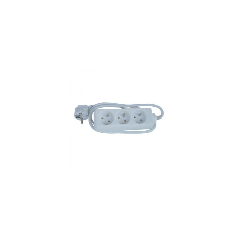 Kabel sieciowy 230V przedłużacz, CEE7 (widelec) - gniazdo 3x, 10m, biała, EOL