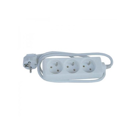 Kabel sieciowy 230V przedłużacz, CEE7 (widelec) - gniazdo 3x, 10m, biała, EOL