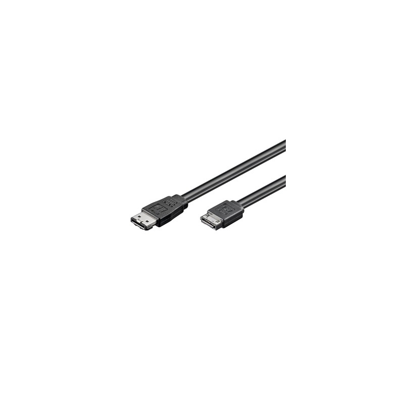 Kabel do dysku twardego danych, SATA samec - eSATA samec, 0.5 m, 6 Gb/s, czarny, opakowanie bulk