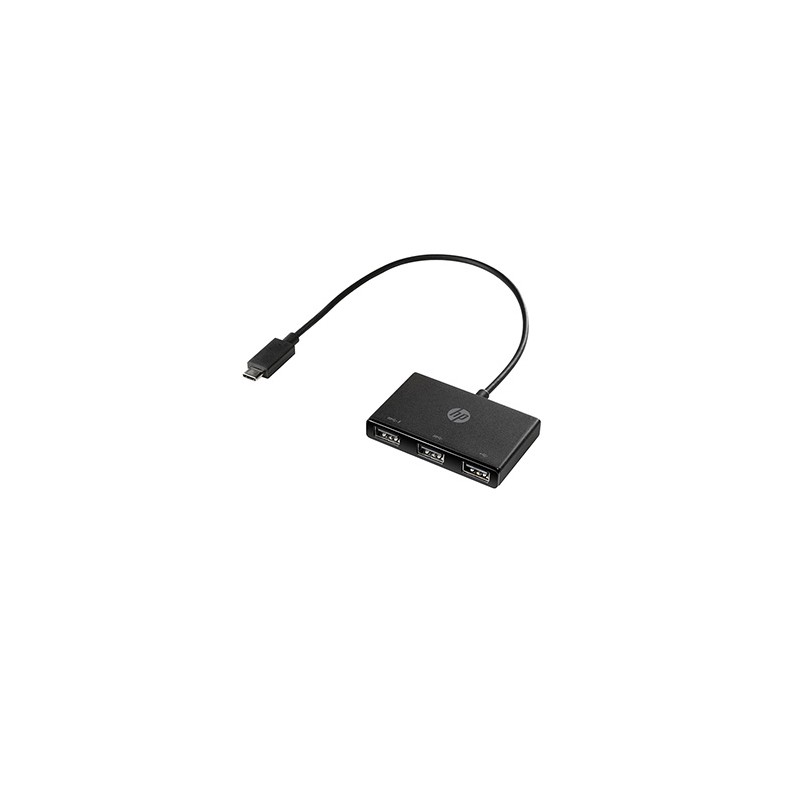 USB-C Koncentrator wieloportowy 3-port, Z6A00AA, czarny, długość przewodu 30cm, HP, 2x USB Type-A,1x USB 2.0 Type-A