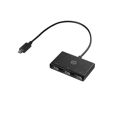 USB-C Koncentrator wieloportowy 3-port, Z6A00AA, czarny, długość przewodu 30cm, HP, 2x USB Type-A,1x USB 2.0 Type-A