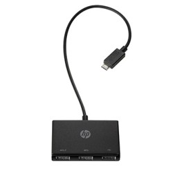 USB-C Koncentrator wieloportowy 3-port, Z6A00AA, czarny, długość przewodu 30cm, HP, 2x USB Type-A,1x USB 2.0 Type-A