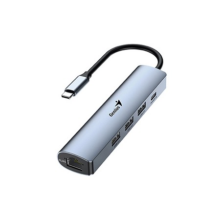 USB (3.0) hub 4-port, UH-545, szary, Genius, 3x USB 3.0, 1x RJ45