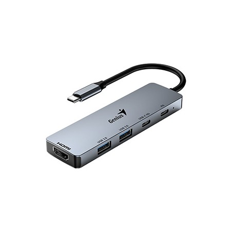 USB (3.0) hub 5-port, UH-500, szary, Genius, 2x USB 3.0,1x HDMI,2x USB-C,Power Delivery 100W