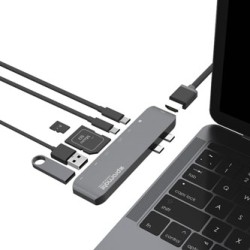 USB (3.1), USB typ C hub 7-port, MacHub-Pro, szary, Promate, USB 3.1, USB 3.0, Thunderbolt 3,TF, SD, HDMI, EOL