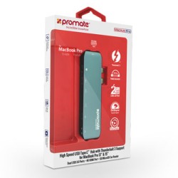 USB (3.1), USB typ C hub 7-port, MacHub-Pro, szary, Promate, USB 3.1, USB 3.0, Thunderbolt 3,TF, SD, HDMI, EOL