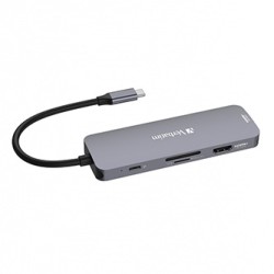 USB (3.2) hub 8-port, 32151, szara, długość przewodu 15cm, Verbatim, 1x USB C, 3x USB A, 2x HDMI, 1x SD 3.0