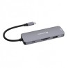 USB (3.2) hub 8-port, 32151, szara, długość przewodu 15cm, Verbatim, 1x USB C, 3x USB A, 2x HDMI, 1x SD 3.0