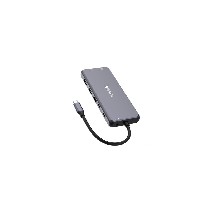 USB (3.2) hub 14-port, 32154, szary, długość przewodu 15cm, Verbatim, 2x USB C, 5x USB A, 2x HDMI, czytnik SD/micro SD
