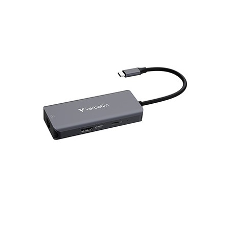 USB-C Hub wieloportowy 6-port, 32157, szary, długość kabla 18,8 cm, Verbatim, USB-C PD, USB-A 3.2 Gen 1, USB-A 2.0, SD a microSD